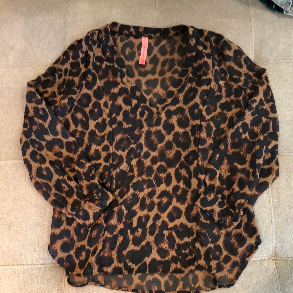 Cheetah print sheer blouse
